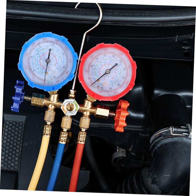 Blue Automotive Manifold Gauge Set High Pressure Cooling System Tool with Hoses for AC Maintenance - Image 5